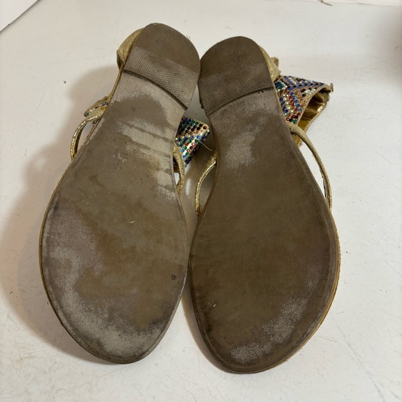 🛍️3/$30 Material Girl Mshelly embellished gold sandals in size 6.5 - Picture 9 of 9